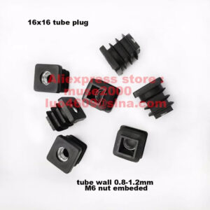 16x16mm m6 steel Nut embedded square blanking tube plastic plug cap cover ending,pads, roller bolt screw set screw on feet pad