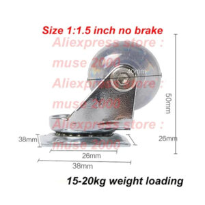 1.5 2 inch ball caster office chair roller clear PU black and silver boss work chair furniture roller feet pad quick fitting