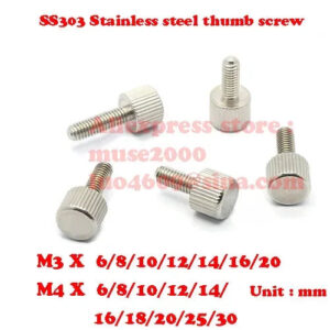 SS303 stainless steel M3x6 8 10 12 14 16 20mm knurled thumb screw flat Large head no step instrument Screw,Plain Finish toolless