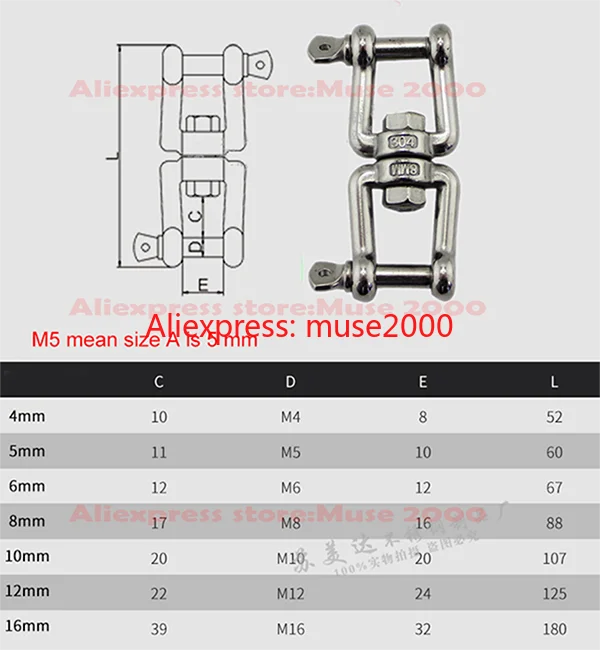 XX type 304 roaable ring hooker M4M5M6M8 M10M12M16 hanger locker connecting 8 shape Pet rope steel winding proof chain buckle - Image 2