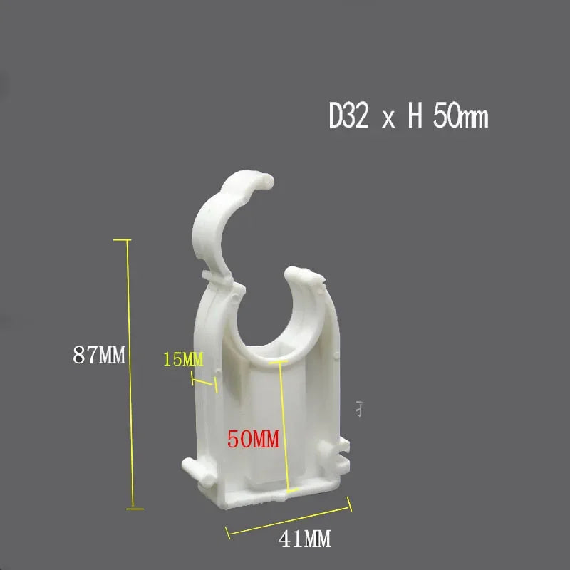 white OD20 25 32 40mm PPR pipe clip heighten Plastic Holder water pipe Tube install grapple Single U clip DN15 20 25 32 40 50 - Image 6