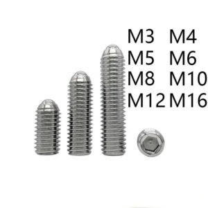 304  steel Set screw M3 M4 M5 M6 Hex Socket Allen Spring Ball Plunger Grub Point Bolt grub spring ball tip dowel pin
