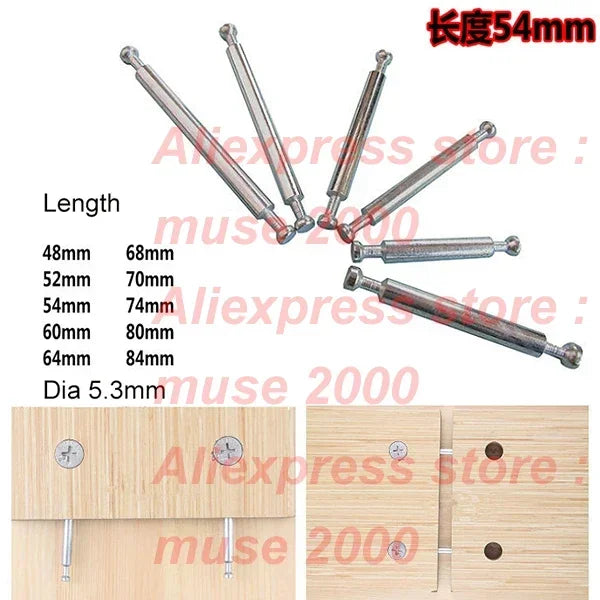 M6 Dia 5.3mm, 48-84mm Pole Furniture Connector, Eccentric Wheel Double-Head Lever, 3-in-1 Desk Table Panel Board Clamp