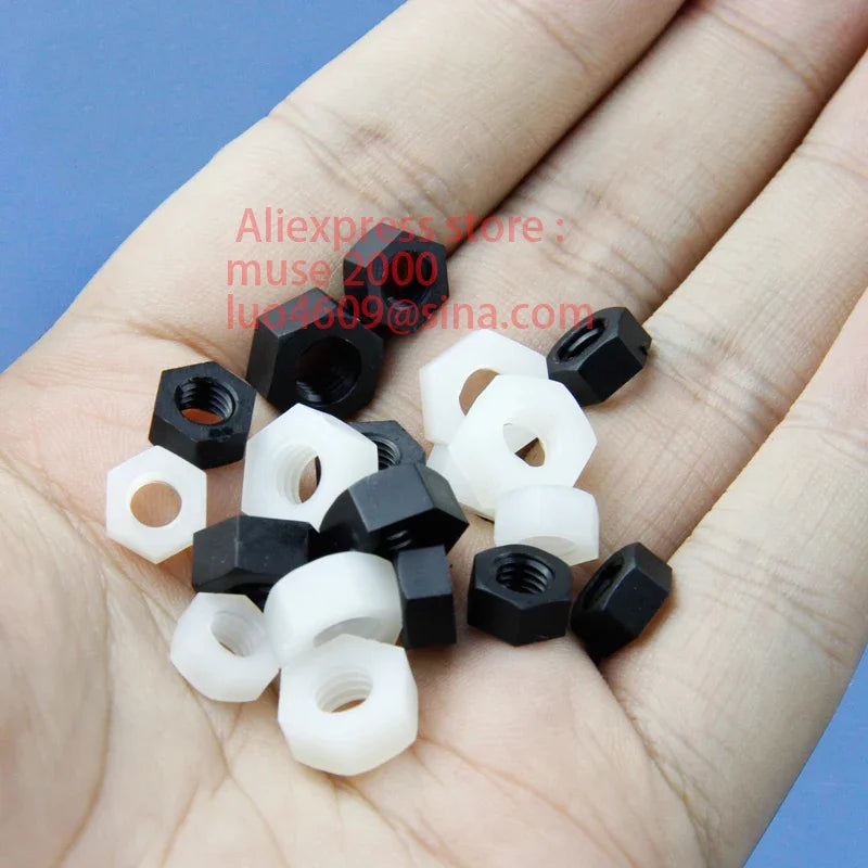 M2 M2.5 m3 m4 plastic nut nylon PA white black nut fastener Hex Hexagon Lights insulation proof anti corrosion plane screw bolt - Image 2
