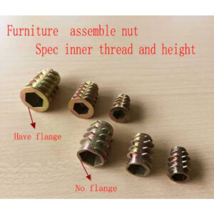 M4/M5/M6/M8/M10 Anti-Slip Threaded Nuts, Pre-Embedded for Furniture, No Flange, Durable Steel Connectors for Home Improvement