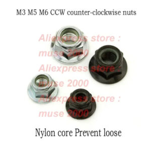 Left right hand thread Nut M3 M5 M6 nylon CCW Flange locknut black white znic plated hex counter-clockwise pitch Anti-loose