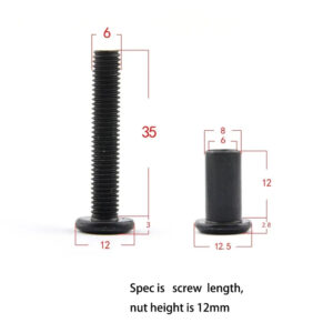 Black M6x12-80mm Furniture Locking Bolt, Nut Plate, Fastener, Screw Nut, Particle Board, Longer Screw, Panel Fastener
