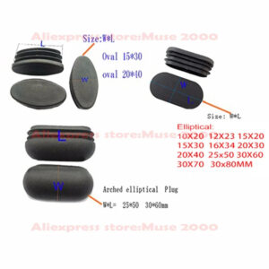 Tube ending oval elliptical flat arched 10x20 12x23 15x30 16x34 20x40 25x50 30x60 30x70mm tube insert end plug,chair fee pad