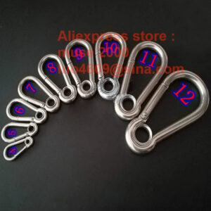 304 steel snap hook m4 m5 m6 M7 m8 m9 m10 m12 Cross section Spring  marine Buckle Home safety Chain key No3 with ring eyrlet