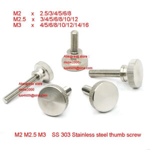SS303 M2 M2.5 M3 Stainless steel thumb screw high step head adjustment bolt straight knurled flat Large head no step Thumb Screw
