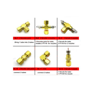1/8 inch nozzle base joint 9.52mm PE Pipe brass High pressure atomizing spray nozzle joint base humidity wetting water fog Tee
