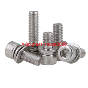 304 steel  M2 M2.5 3 in 1 bolt screw set Cup head inner hex drive head knurled  screw with washer set steel bolt fastened
