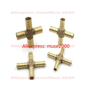 4 6 8 10 12 14mm Quick fitting Brass Splicer Pipe Fitting cross tube 4 branches Hose Barb Copper Barbed Connector Joint