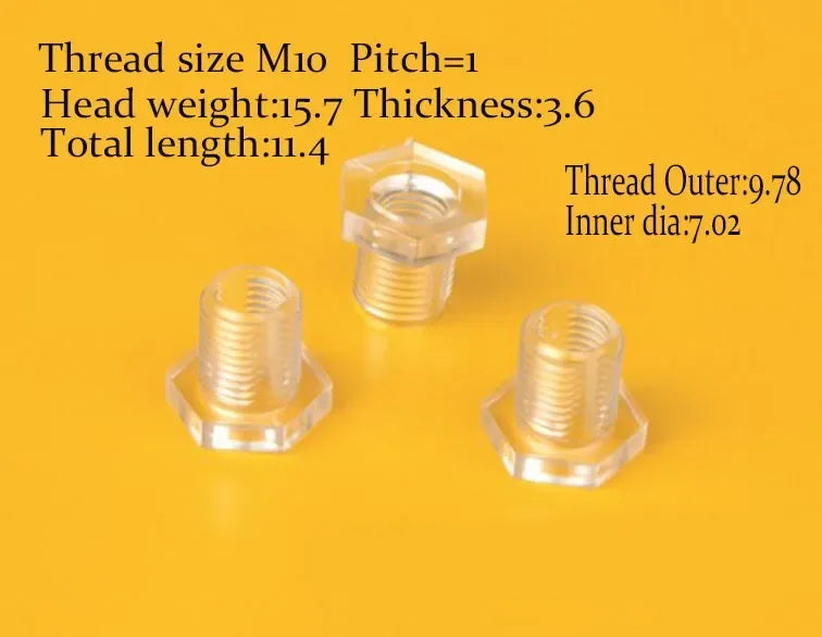 5000PCS M10*1*6 hollow screw#Transparent clear LED Light screw,M10X1X6 pc acrylic plastic LED PCB wire grommet cable outlet - Image 5