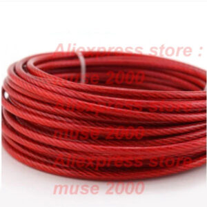 PVC coated steel rope 304 steel rope Outer dia2 3 4 mm red color plastic stranded wire twist clothes line hanging drying hooking