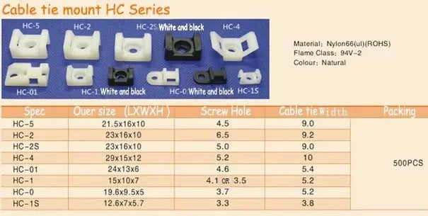 Fixed seat HC Black Nylon Saddle cable tie fixed seat cable tie nylon wire zip width fixing basement cable holder Wire tiding - Image 2