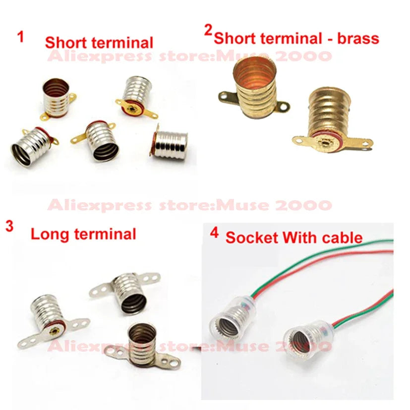 4 types E10 lamp holder 1.5v/2.5v/3.8v/6v E10 bulb light connector Socket circuit electrical laboratory science teach test light base