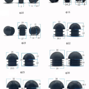 OD12 16 19 22 25 30mm tube Ball head round plastic plug ends,blanking tube circular insert ends chair leg pad cover  tube outer