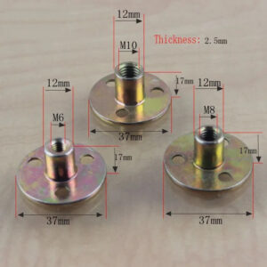 Thicken m6 m8 m10 3/8 flange 37mm height 17mm T=2.5mm Furniture Nut steel plate round base flange edge bed chair table connector
