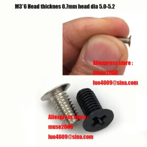 M3*3 4 5 6 8 10 thin Countersunk 5.0MM head dia 0.7mm thickness flat cross metric hardware bolt computer notebook SSD Sscrew