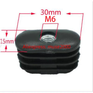 M6/M8 Nut Elliptical Tube Plug, 15x30 to 25x50 mm Sizes, Adjustable Feet End, Caster Pad, Blank Tube Ends