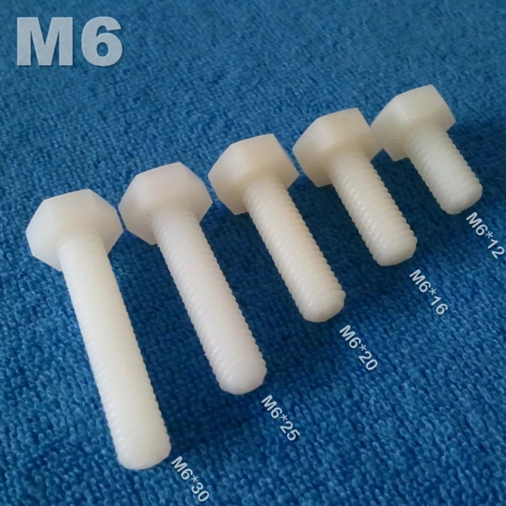 M6 M8 M10 Nylon screw Bolt Plastic bolts Hexagon Head,LED celling light insulation Light fastener Aircraft model,anti corrision - Image 2