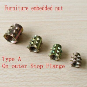 M8X13 Furniture pre-embedded Thorn nut wood handle knob pull screw nut,cabinet cupboard closet door inner outer thread